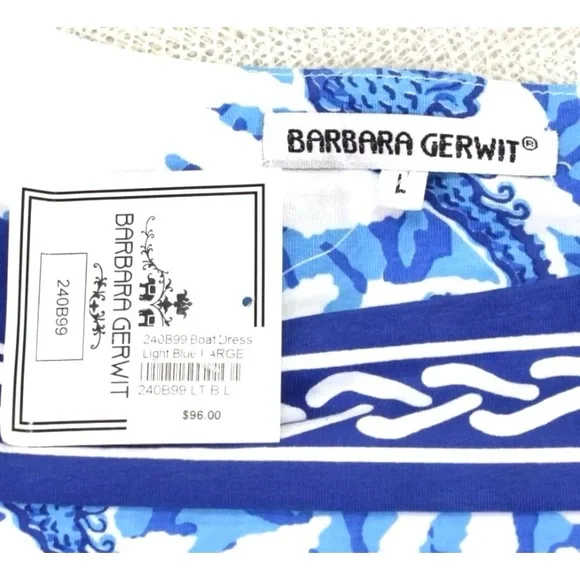 Barbara Gerwit Nautical Seahorse Coral Ocean Beach Dress NWT Large - Picture 9 of 10